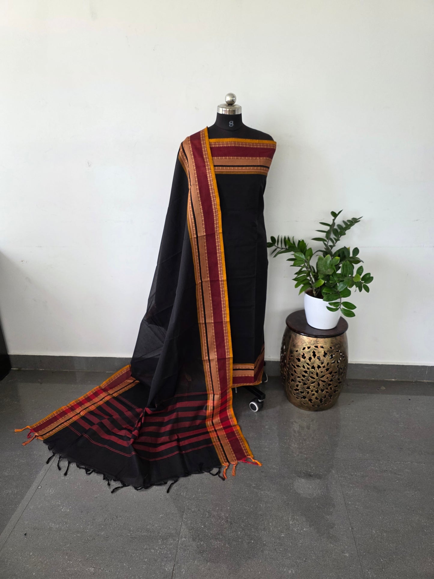 Premium kanchi cotton [ 2 pc set ] - BLACK1