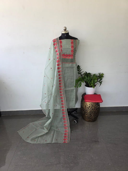 Organza embroidery kota set - green K9
