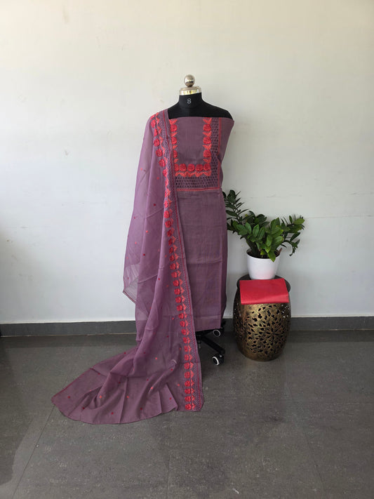 Organza embroidery kota set - voilet K10