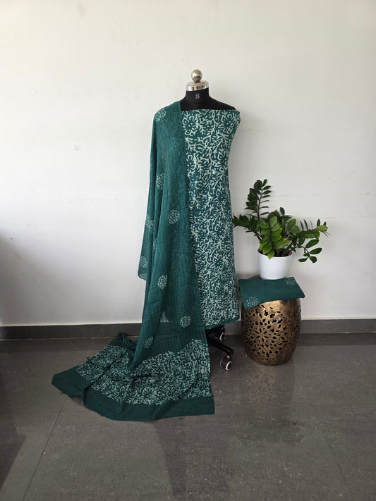 Light weight pure wax batik cotton set - ramar green B2