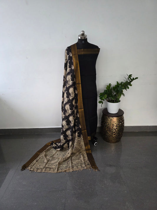 Premium chennuri silk with kalamkari shawl - MK3