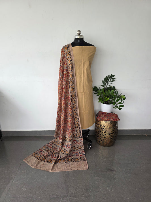 Pure handblock & Authentic pure kalamkari cotton set - AH1