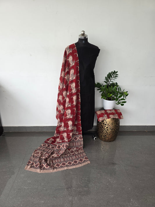Pure handblock & Authentic pure kalamkari cotton set - AH4
