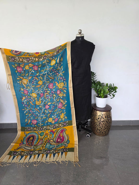 Authentic pure pen kalamkari silk duppattas - PK2