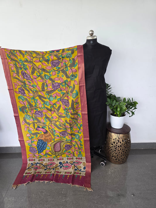 Authentic pure pen kalamkari silk duppattas - PK13
