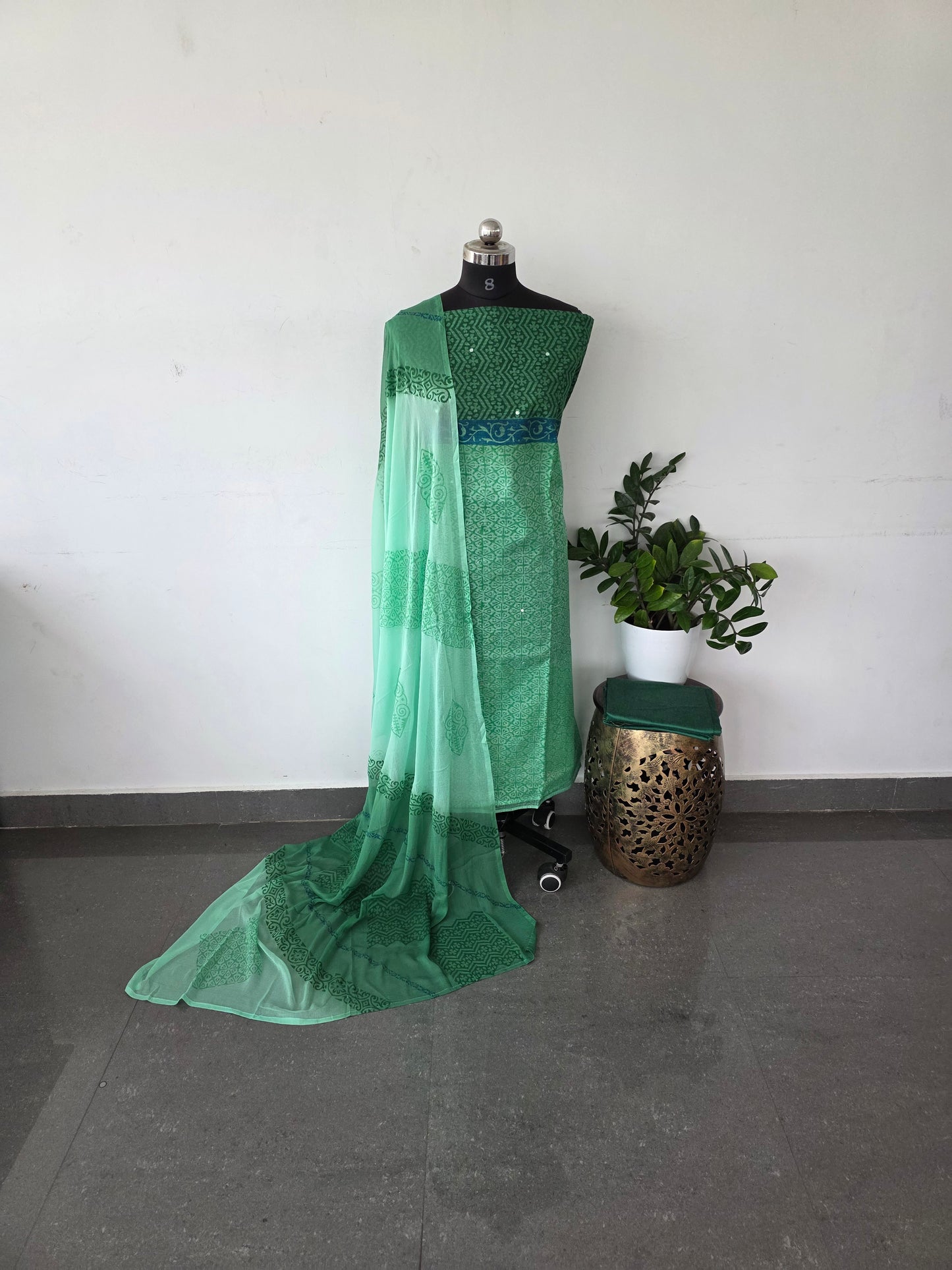 Premium kota set with chiffon shawl - KC3