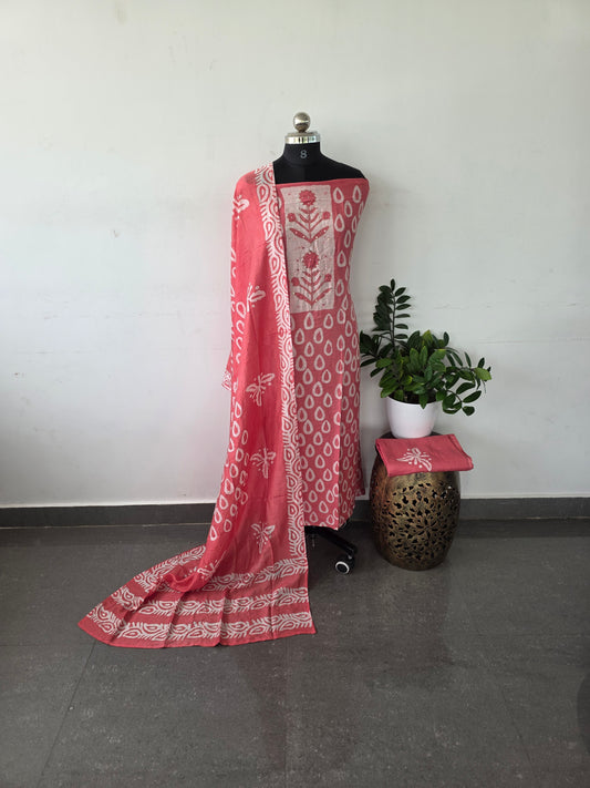 Premium Batik silk set - Peach