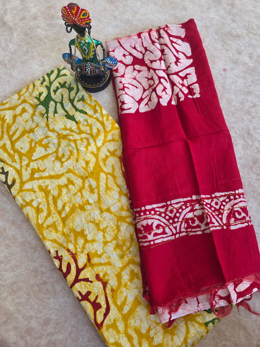 Premium maheswari batik cotton set - red3