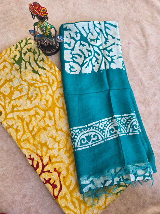 Premium maheswari batik cotton set - tealgreen4