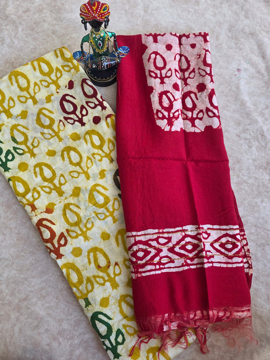 Premium maheswari batik cotton set - red5