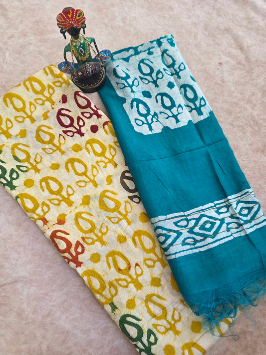 Premium maheswari batik cotton set - tealgreen6