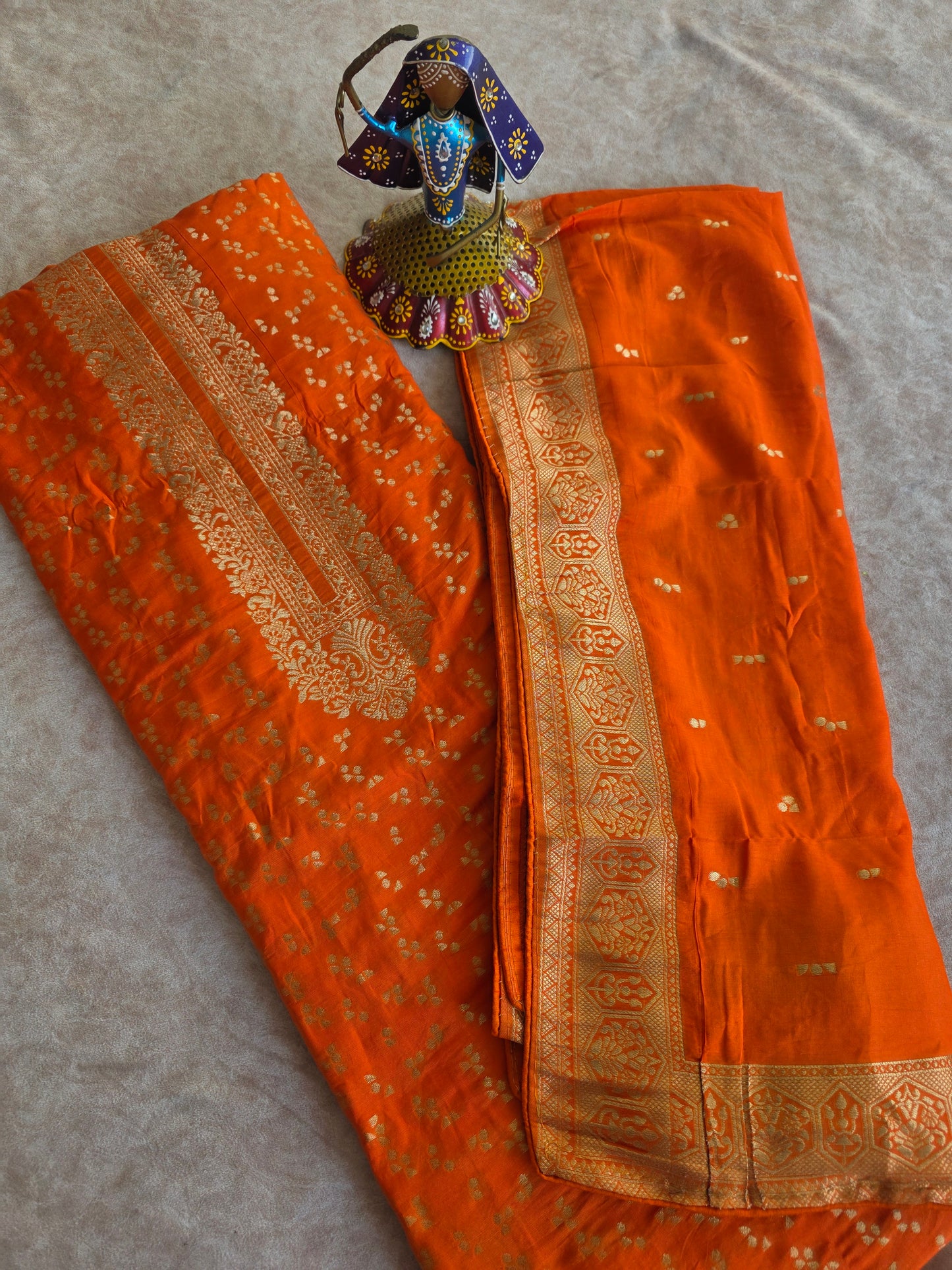Premium soft banarasi silk set - orange