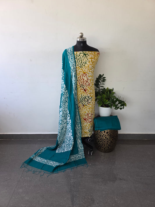 Premium maheswari batik cotton set - tealgreen4