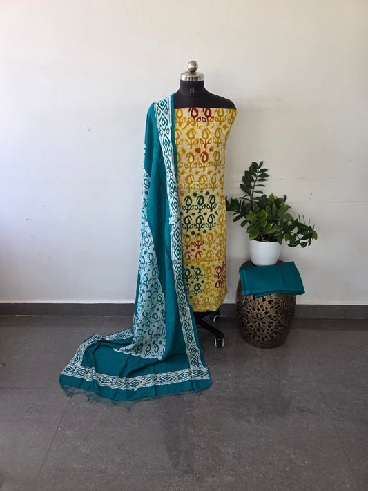 Premium maheswari batik cotton set - tealgreen6