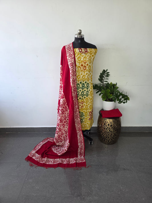 Premium maheswari batik cotton set - red5