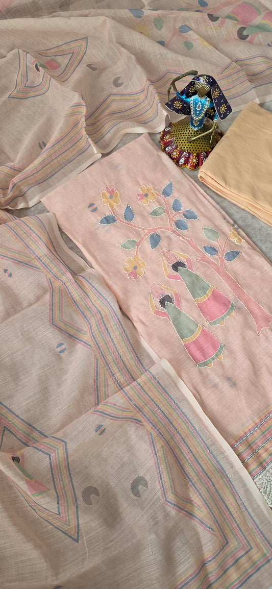 Premium warli linen cotton set - warli1