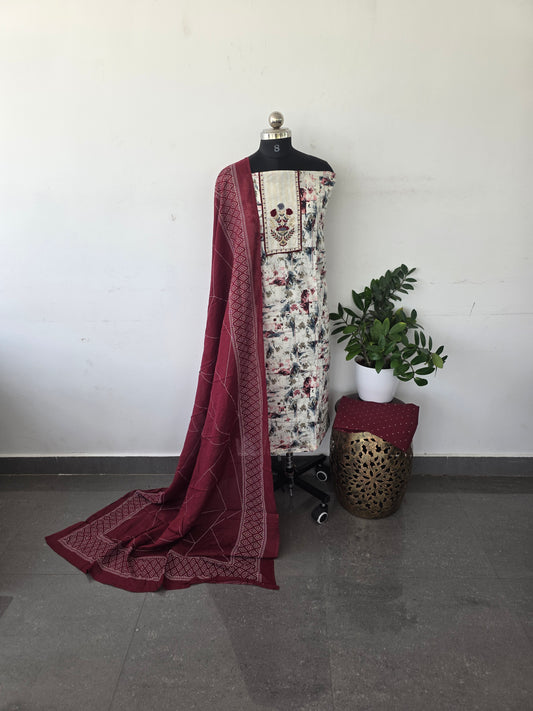 Pure cotton set - maroon duppatta