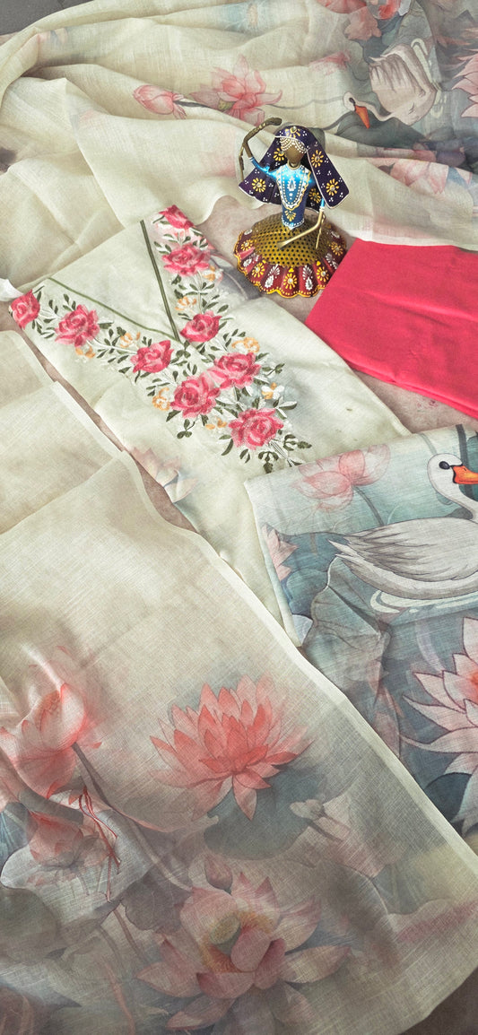 Premium linen cotton set - Swan1