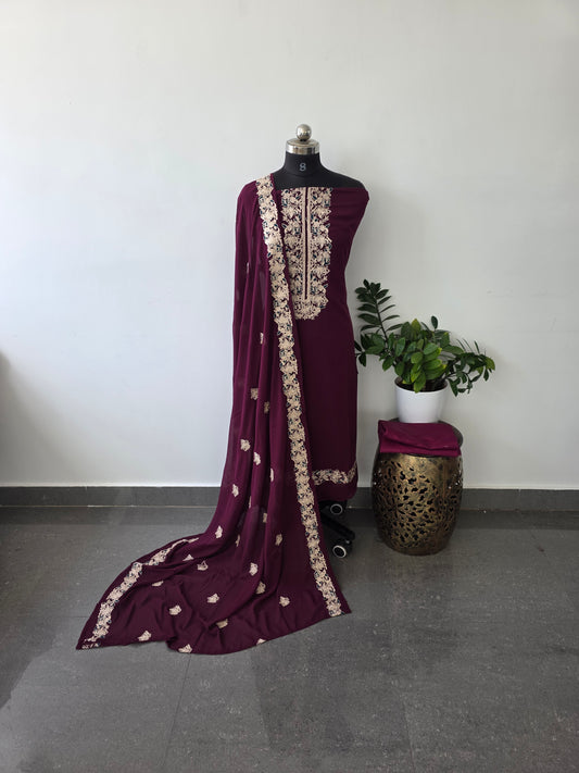 Heavy embroidery georgette set(with lining)-SC21