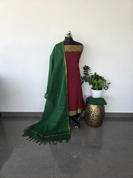 Pure handloom cotton set - red