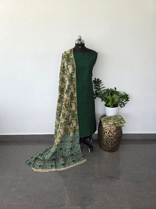 Authentic pure kalamkari cotton set - green1