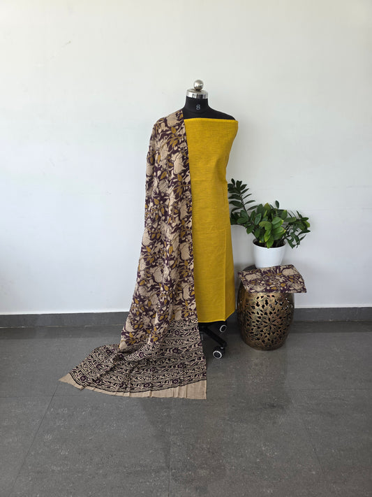 Authentic pure kalamkari cotton set - yellow2