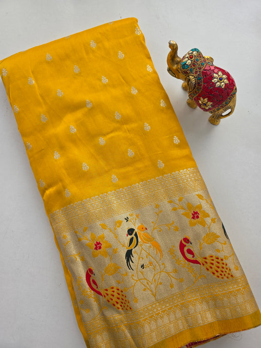 Premium cosmos paithani silk running material - PM1