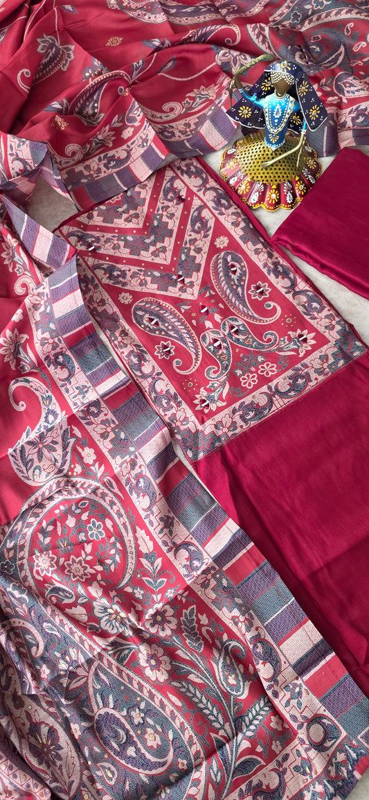 Premium soft ajrakh silk set - AJ3