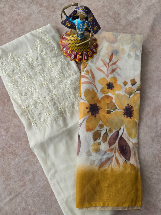 Fancy soft silk set - yellow