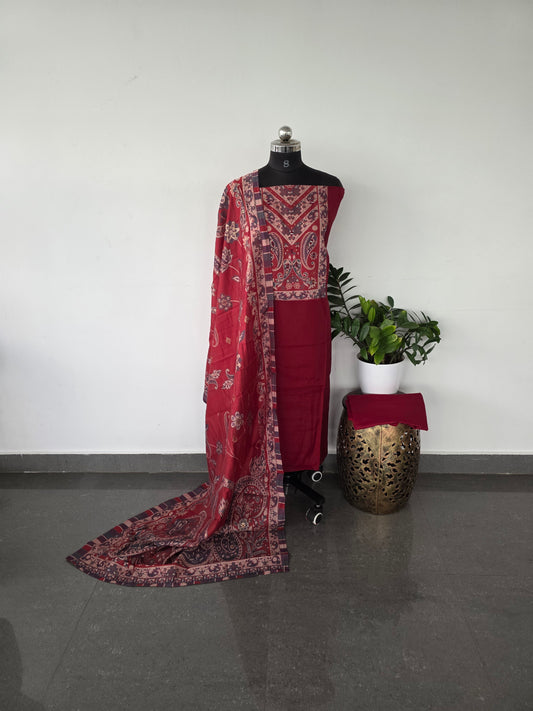 Premium soft ajrakh silk set - AJ3