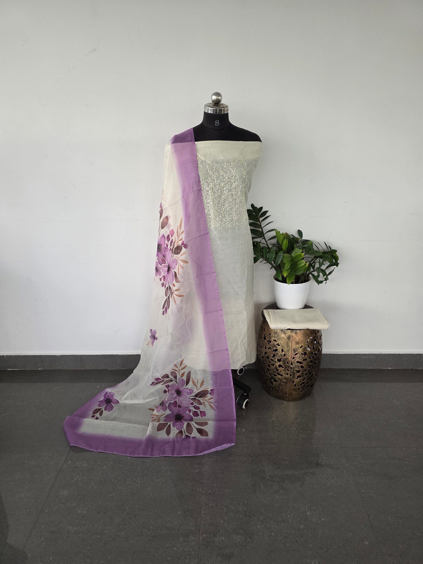Fancy soft silk set - voilet