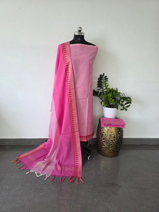 Handloom cotton set with zari border - q4