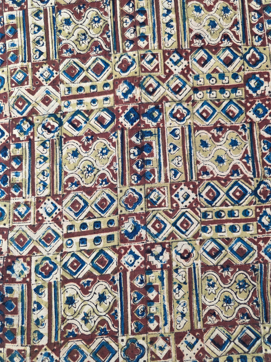 handblock pure kalamkari cotton running material - KM33