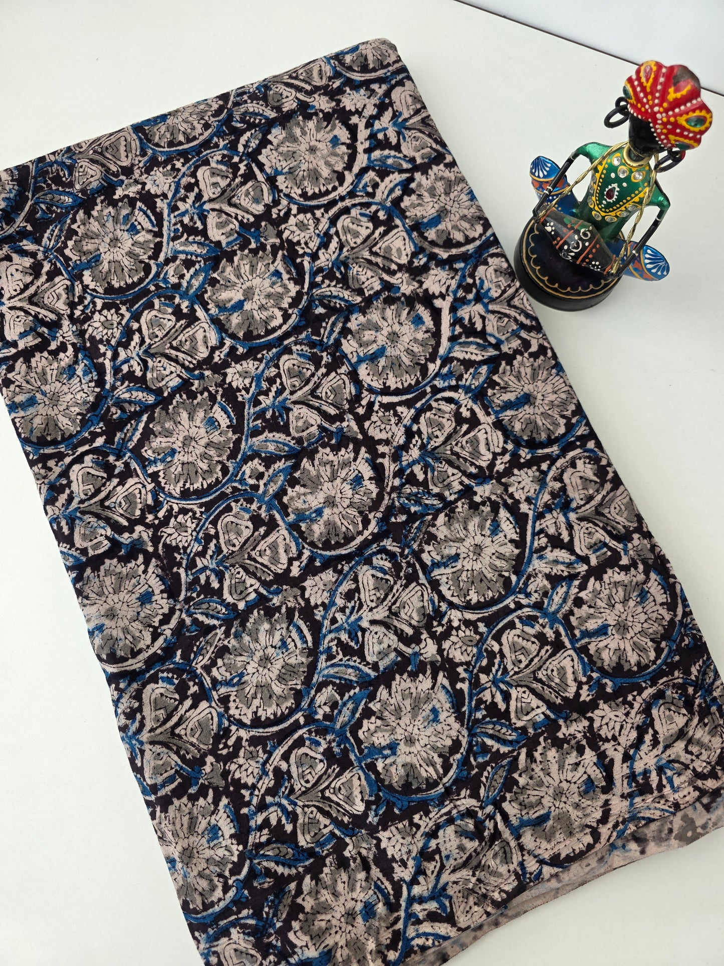 handblock pure kalamkari cotton running material - KM26