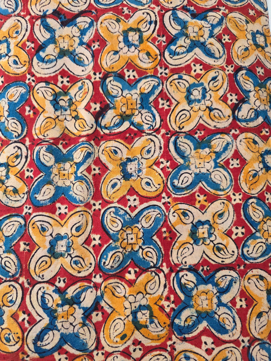 handblock pure kalamkari cotton running material - KM25