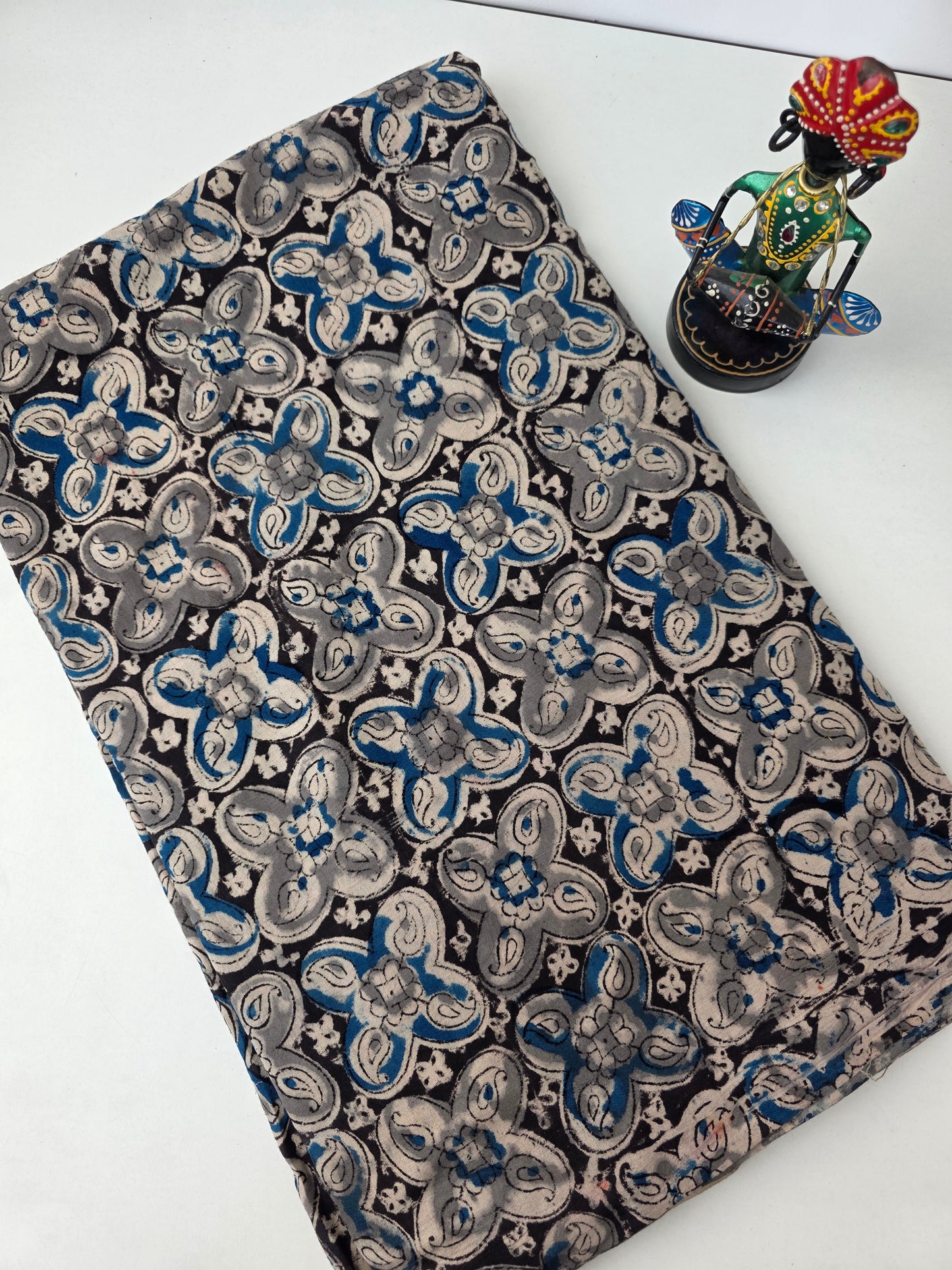 Handblock pure kalamkari cotton running material - KM24