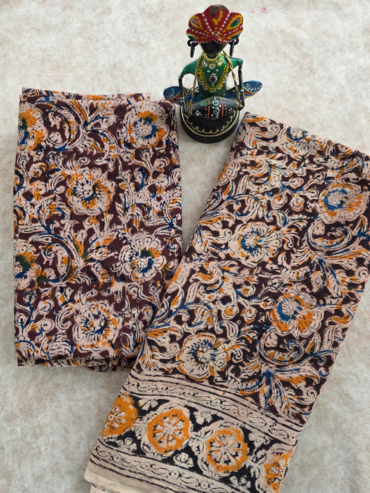 Handblock pure kalamkari cotton set - HK27