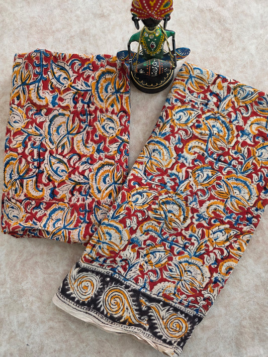 Handblock pure kalamkari cotton set - HK29
