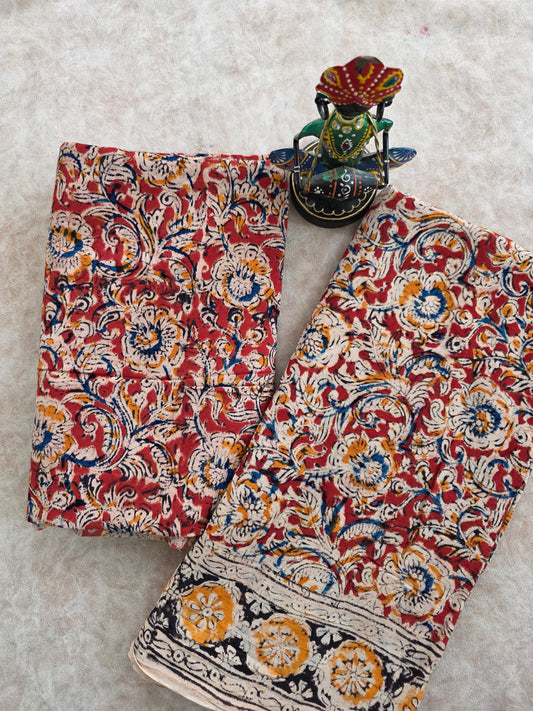 Handblock pure kalamkari cotton set - HK30