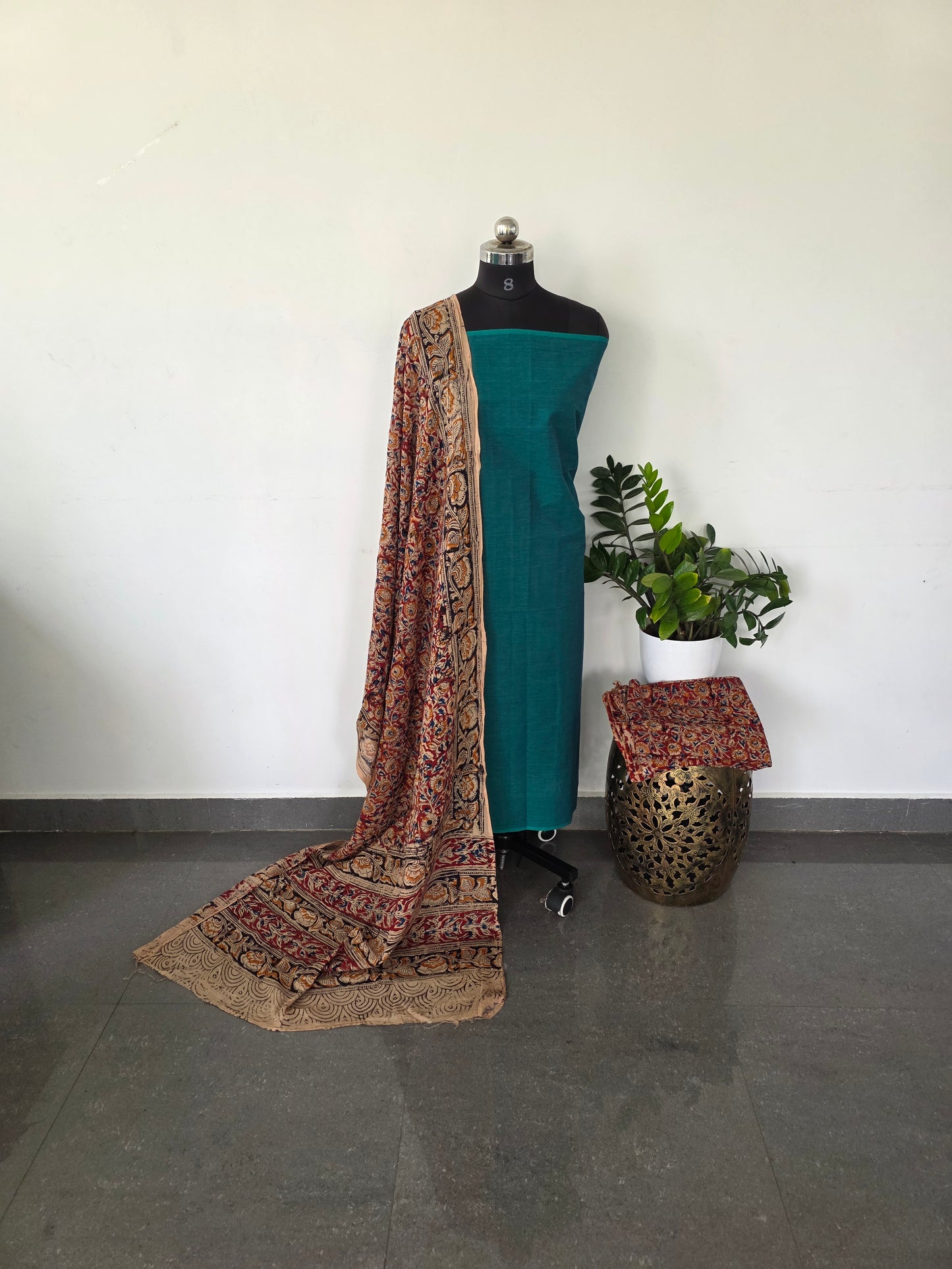 Handblock pure kalamkari cotton set - HK17