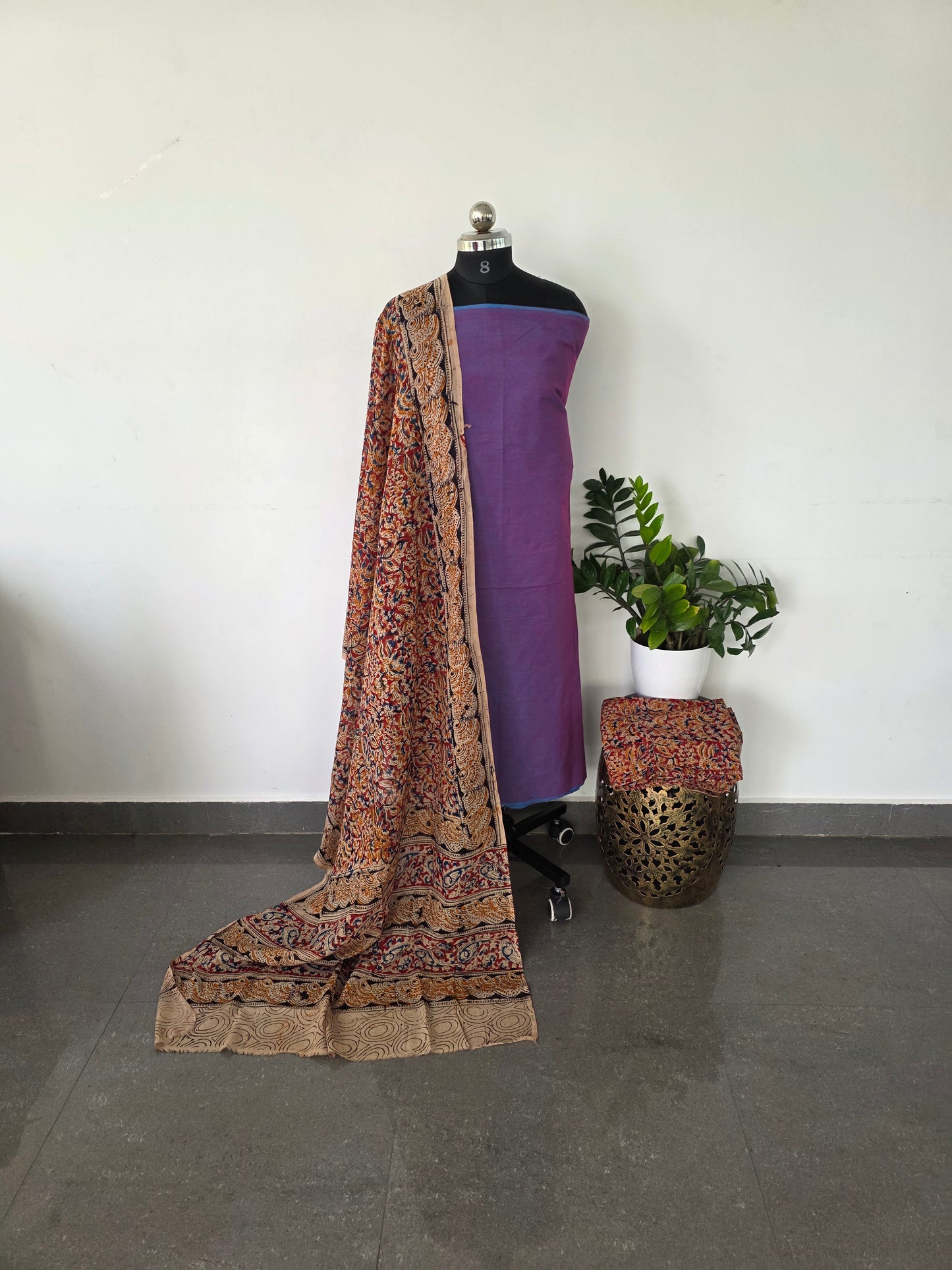 Handblock pure kalamkari cotton set - HK22