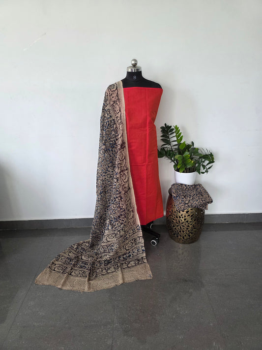 Handblock pure kalamkari cotton set - HK23