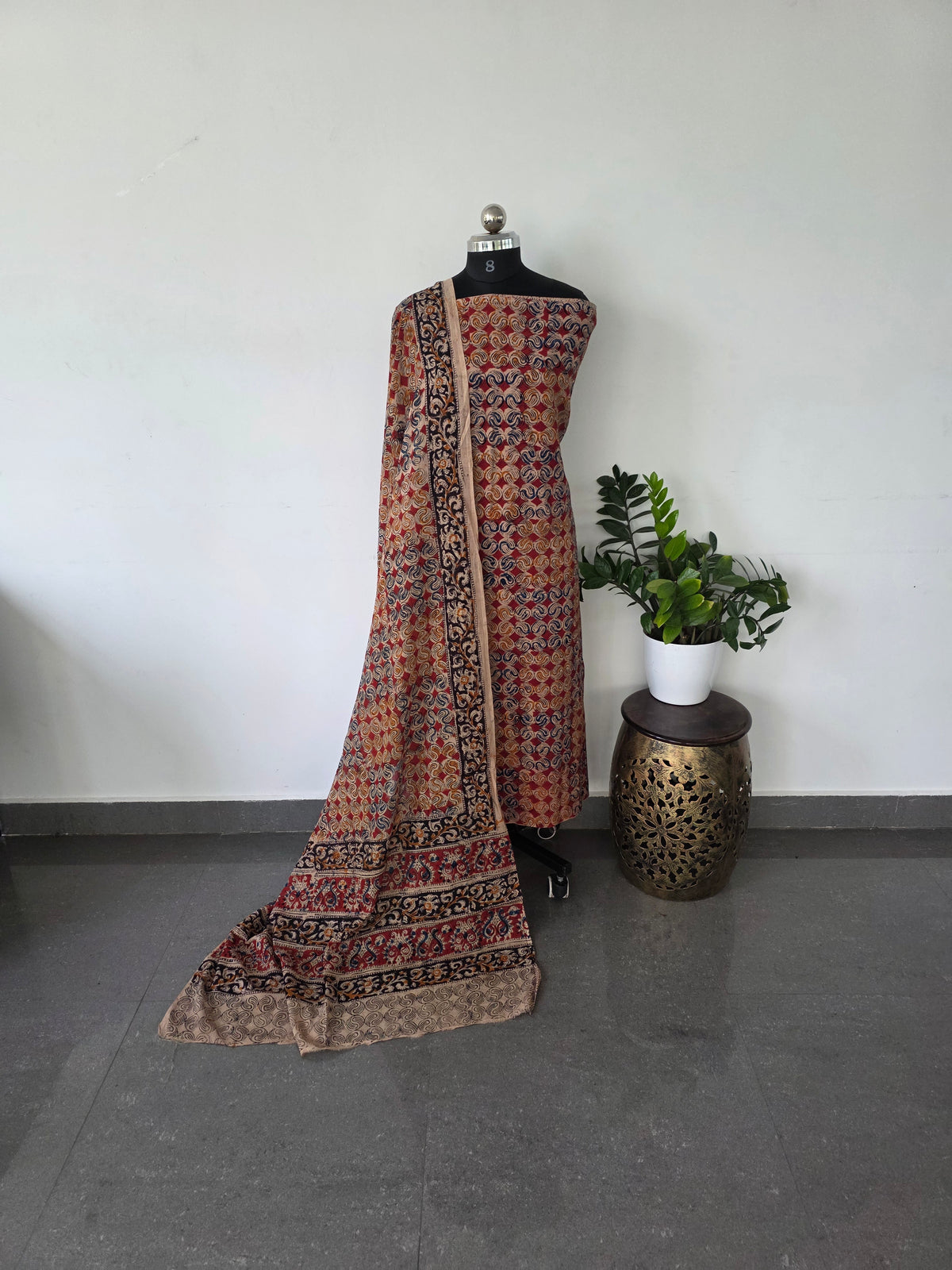 Handblock pure kalamkari cotton set - HK32