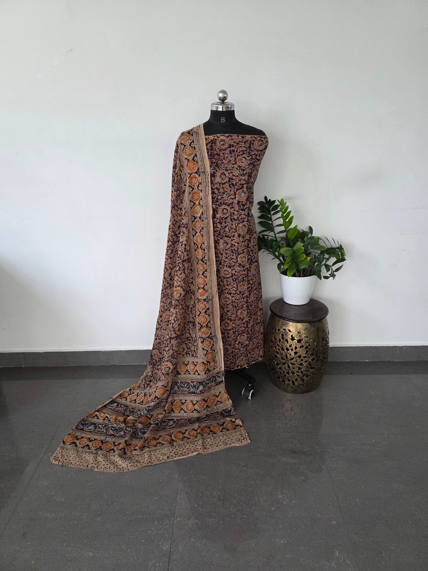 Handblock pure kalamkari cotton set - HK27