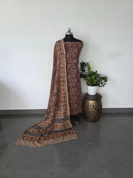 Handblock pure kalamkari cotton set - HK27