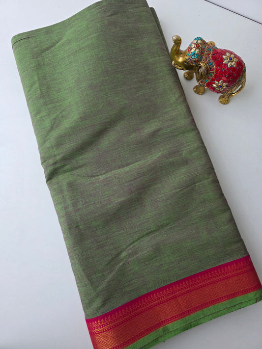 Handloom cotton with mangalagiri border - MM3