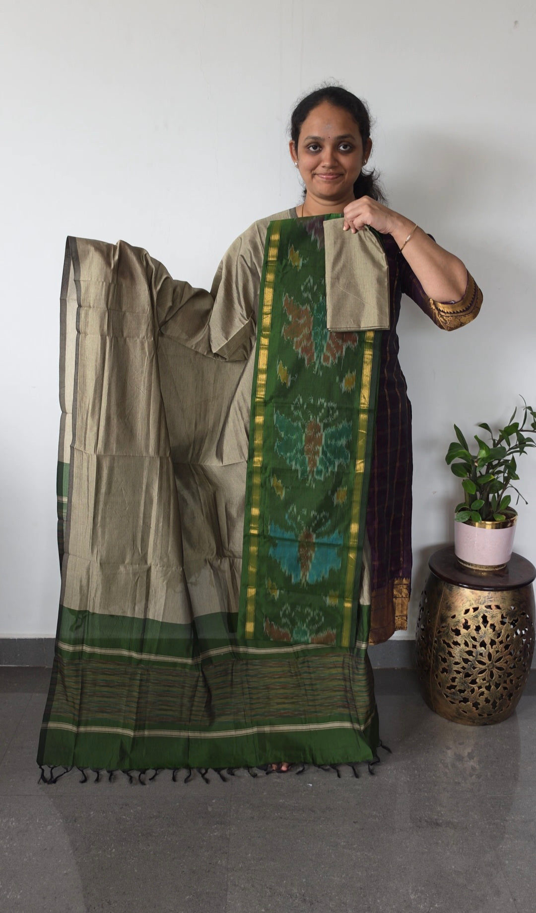 Pochampally sico set with ikkat damn -SZ508