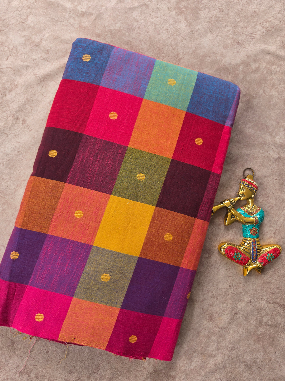 Madras kattam prewashed with butta weave fabric (4 inches*4 inches) -MD183