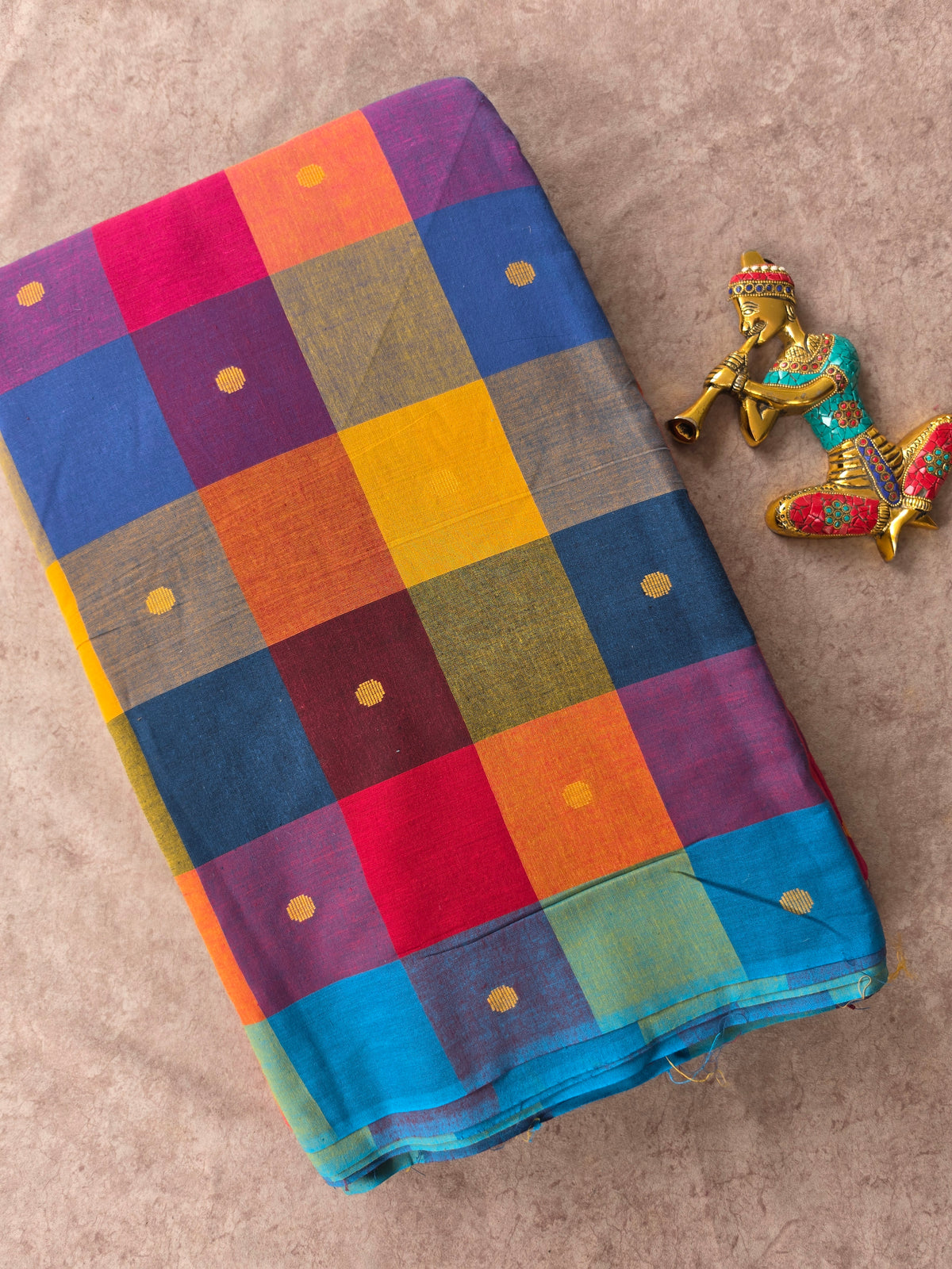Madras kattam prewashed with butta weave fabric (4 inches*4 inches) -MD181