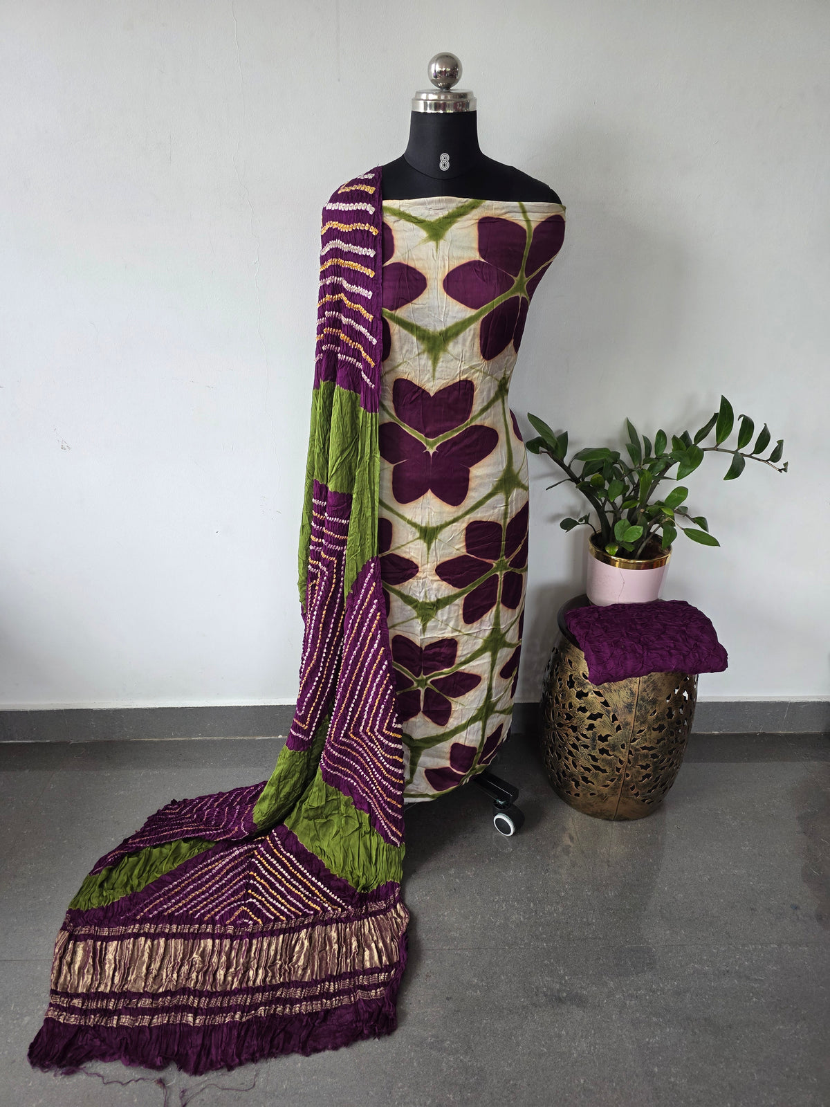 Handcrafted clap-dyed bandhani modal salwar set -BN208
